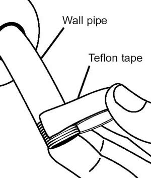 teflon tape on showerhead wall pipe